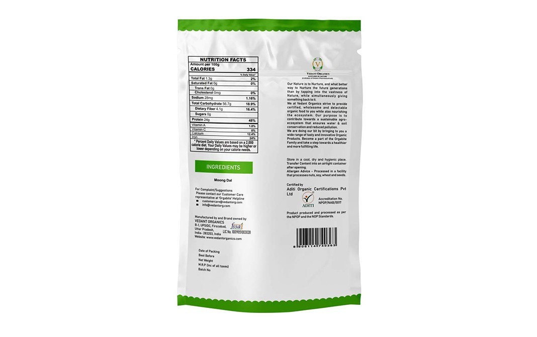 Orgabite Organic Moong Dal    Pack  1 kilogram